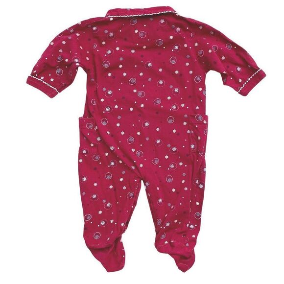 Petit Pengouin Burgundy Collared Snow Flake Print PJ's - Picture 5 of 5